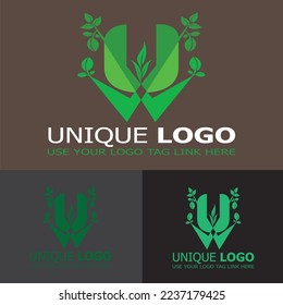 u Letter Logo- U Letter With Leaf Logo Tamplate