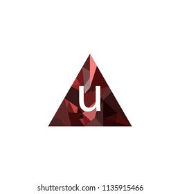 U Letter Logo With Low poly Triangle Background