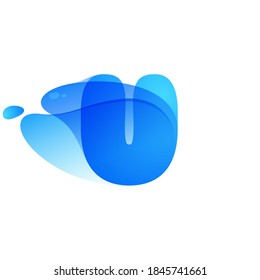 U letter logo made of clear water and dew drops. You can use it in your eco friendly identity, organic emblem, blue watercolor design and others. 