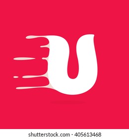 U letter logo made of milk. Vector design template elements for your poster or corporate identity.