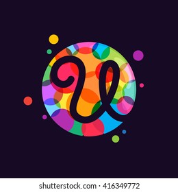 U letter logo with mosaic pattern. Abstract multicolored vector design template elements for your application or corporate identity.