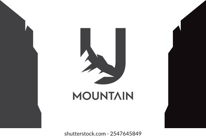 U Letter logotipo montanha para identidade. modelo de carta para sua marca