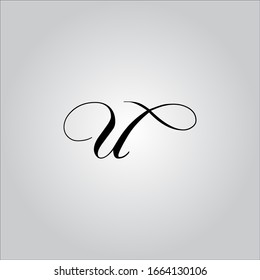 Logotipo de letra U con un bonito fondo blanco.Leyenda de letra manuscrita logotipo.Icono de escritura.