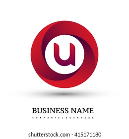 U letter logo in the red circle. Vector design template elements for your application or company identity.