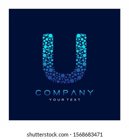 U Letter Logo Science Technology. Connected Dots Design Vector