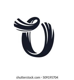 U letter logo script lettering. Vector elegant hand drawn element. Typography for your posters, invitations, cards. 