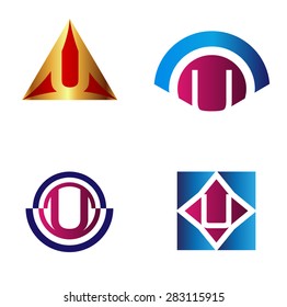 u letter logo set