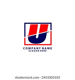 U letter logo with slice concept vector.