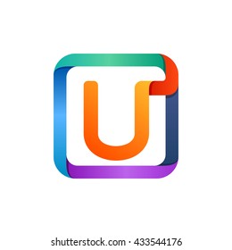 U letter logo in square. 