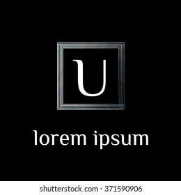 U letter logo in square border - vector (sign, symbol, icon, border)