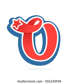 U letter logo with star in vintage baseball style. Sport elements for sportswear, club, t-shirt, banner, card, labels or posters.