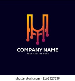 U letter logo tech design vector, minimalist line creative sign vector icon.