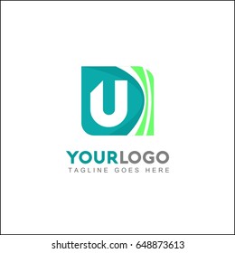 U letter logo template. Design vector wave square icon. You can use in the buildings, awards, apartments, hotel and other organization concept of pattern.