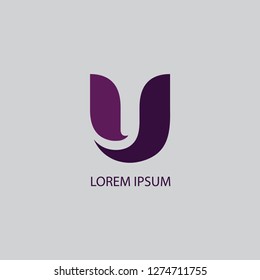 U Letter Logo Template Vector - Purple color