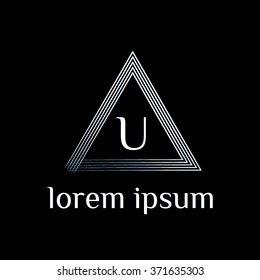 U letter logo with triangle border - vector (sign, symbol, icon, border)