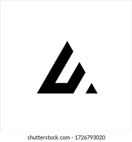 U letter logo with a triangle shape.	