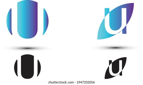 u letter logo with two styles and gradient colors