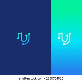 Logotipo de letra U Plantilla vectorial utilizable Resumen logotipo de la tecnología de monograma