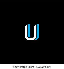 U letter logo vector design on black color background. u alphabet