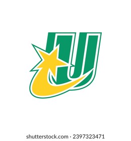 U letter logo vector design with stars and vintage style that you can use for t-shirt designs or for your business identity logo