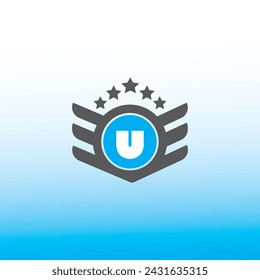 U letter logo vector design on blue and white gradient color background. U letter logo and icon design
