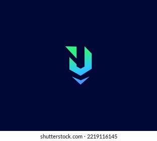 Símbolo de monograma abstracto de plantilla de vectores con logotipo de la letra U. Usable para el deporte de negocios, la tecnología, la moda, el logotipo digital y creativo futuro