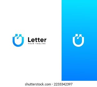 Símbolo de monograma abstracto de plantilla de vectores con logotipo de la letra U. Usable para el deporte de negocios, la tecnología, la moda, el logotipo digital y creativo futuro