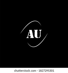 A U letter logo vintage design on black color background design