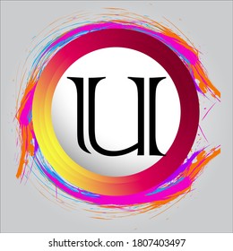 Das Logo des U-Briefes auf weißem Hintergrund.Das Symbol für den schwarzen Buchstaben.Das ist Firmenlogo.