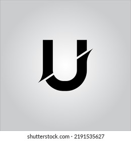 U letter logo. U Letter logo with white background. This is black letter logo. Use stylist fashion logo. Decorative design.