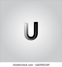 U letter logo with white gradient background.The black letter icon.Nice letter design.