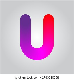 Logo de la letra U con fondo de gradiente blanco.Bonito icono de letra colorida.