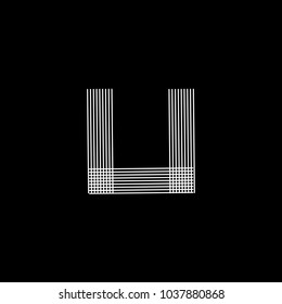 U Letter Logo with white Lines Design. Line Letter Symbol Vector Illustration