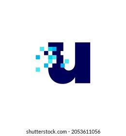u letter lowercase pixel mark digital 8 bit logo vector icon illustration