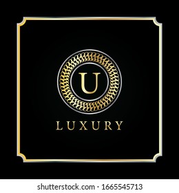 U letter Luxury creative logo design in golden and silver
