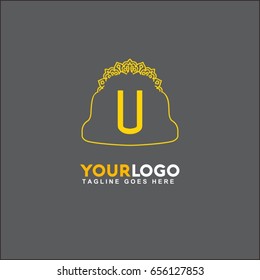 U Letter Luxury Flower Logo template.