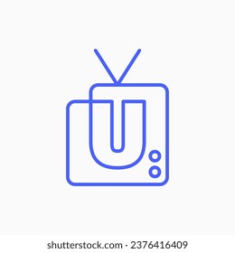 u letter mark channel television tv logo vector icon illustration