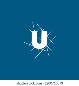 Marca de letra U diseño vectorial de logotipo conceptual. Texto U con forma de línea. Logo de la carta, camiseta y elemento gráfico.