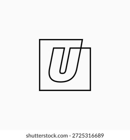 Ilustración de icono de Vector de logotipo cuadrado de marca de letra U