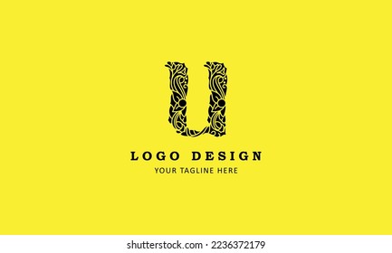 U letter minimal professional creative simple minimalist logo design with yellow template