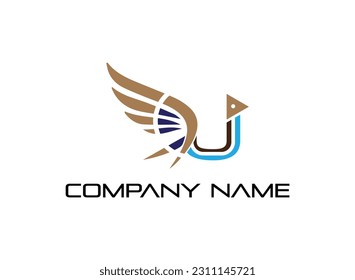 u letter Modern abstract Creative 
 digital wings logo. vector illustration logo. modern style Awesome logo in shape a template Mode flat.