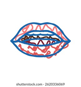 u letter mouth animate doodle icon sketch vector. u letter mouth animate sign. isolated symbol illustration