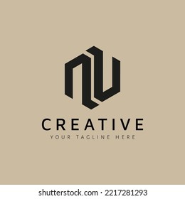 U Letter and N Letter Typography Logo Design