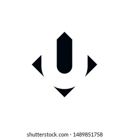 U letter negative space logo design vector