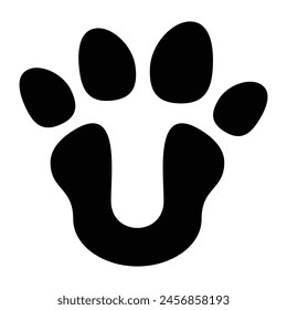 U letter paw pet logo template