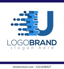 U Letter Pixel Icon Vector Logo element. Letter speed logo template
