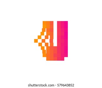 U Letter Pixel Logo Design Element