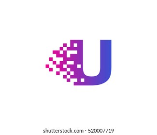 U Letter Pixel Motion Logo Design Template