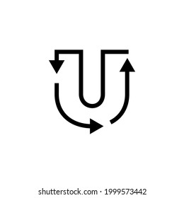 u letter recycle logo vector icon illustration