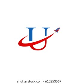 U letter rocket logo design